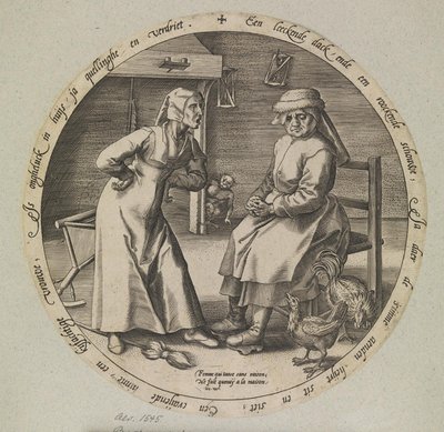 La donna che sgrida e la gallina che chioccia da Johannes Wierix