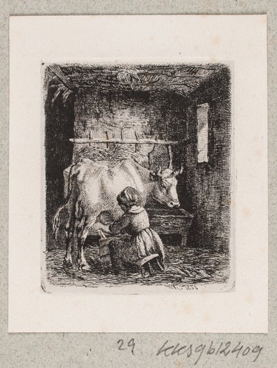Una ragazza munge una mucca da Johannes Wilhelm Zillen