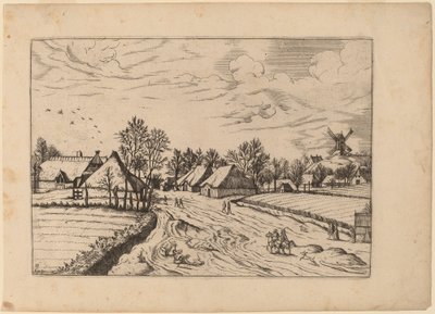 Villaggio di campagna con mulino a vento da Johannes and Lucas van Doetechum after Master of the Small Landscapes