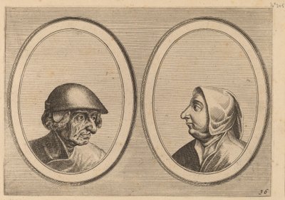 "Schonckje Wel-bedrocht" e "Pronckje Heel-volmaeckt" da Johannes and Lucas van Doetechum after Pieter Bruegel the Elder