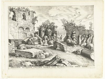 Giardino con frammenti di statue antiche da Johannes of Lucas van Doetechum (attributed to)