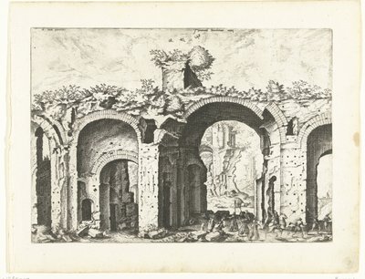 Seconda vista delle Terme di Diocleziano, rovine romane, 1561 (serie) da Johannes of Lucas van Doetechum (attributed to)