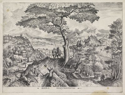 Paesaggio con soldati a riposo (serie) da Johannes of Lucas van Doetechum