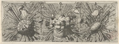 Panoplia. Friso con armi romane, parte superiore da Johannes of Lucas van Doetechum