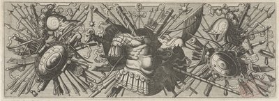 Panoplia. Friso con armi romane, parte inferiore da Johannes of Lucas van Doetechum