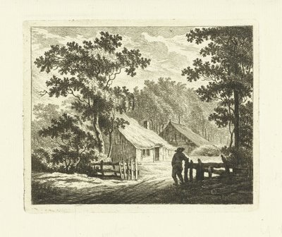 Paesaggio con fattoria e cortile con recinzione da Johannes van Cuylenburgh