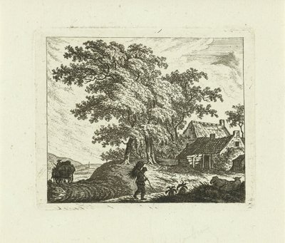 Paesaggio con fattoria e uomo con fascina da Johannes van Cuylenburgh