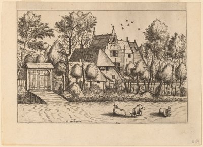 Casa di campagna con un fossato da Johannes van Doetechum, the Elder and Lucas