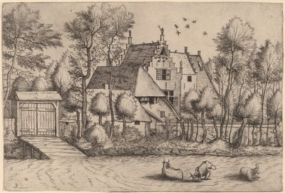 Casa di campagna con un fossato da Johannes van Doetechum, the Elder and Lucas