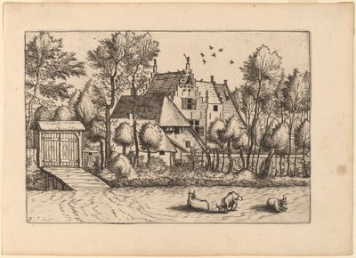 Casa di campagna con fossato da Johannes van Doetechum, the Elder and Lucas
