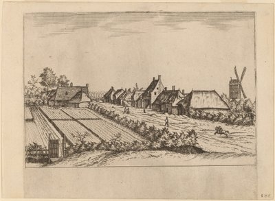 Campi e una Strada di Villaggio con Mulino a Vento da Johannes van Doetechum, the Elder and Lucas