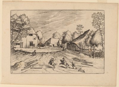 La locanda del cigno con fattorie da Johannes van Doetechum, the Elder and Lucas
