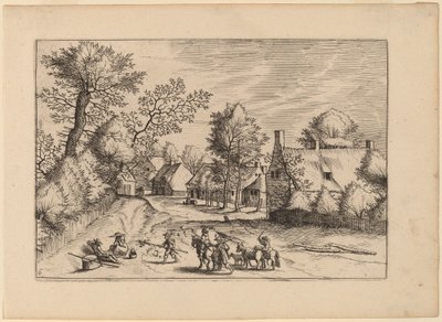 Strada del villaggio da Johannes van Doetechum, the Elder and Lucas