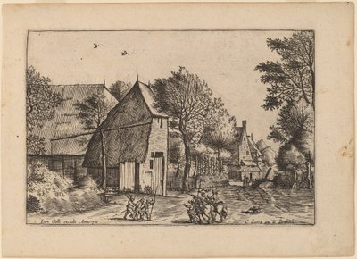 Strada del villaggio con pozzo da Johannes van Doetechum, the Elder and Lucas