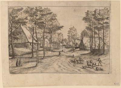 Strada del villaggio da Johannes van Doetechum, the Elder and Lucas