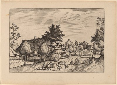 Strada del villaggio da Johannes van Doetechum, the Elder and Lucas