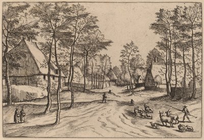 Strada del villaggio da Johannes van Doetechum, the Elder and Lucas