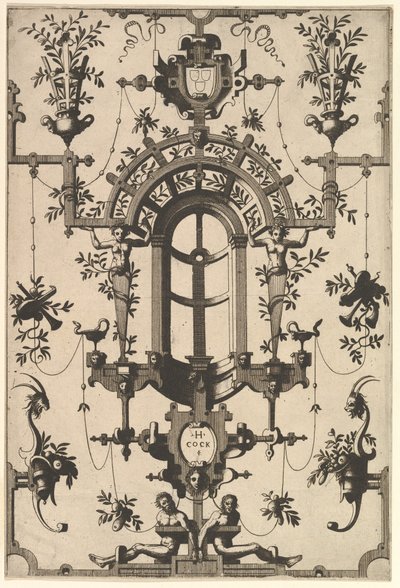 Grottesco moderno con strapwork, 1554 da Johannes van Doetecum I