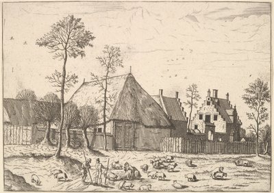 Capanno con Cottage, da I Piccoli Paesaggi da Johannes van Doetecum I