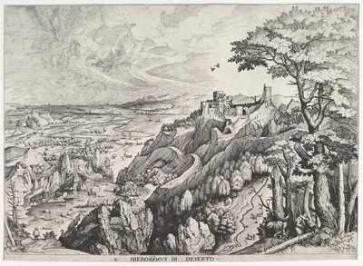 San Girolamo nel deserto S. Hieronymus in Deserto da The Large Landscapes, ca. 1555-56 da Johannes van Doetecum I
