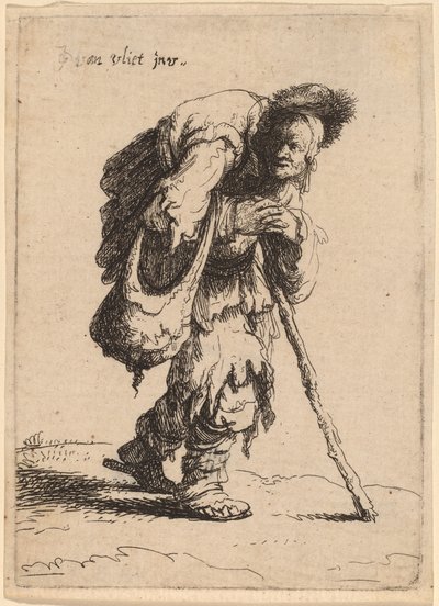 Mendicante che porta una donna sulla schiena da Johannes van Vliet