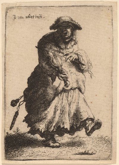 Mendicante che suona il violino da Johannes van Vliet