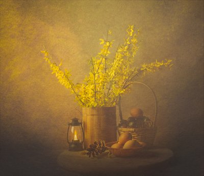 Natura morta “Primavera dorata” da John-Mei Zhong
