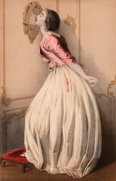 Bella ragazza che bacia il suo riflesso nello specchio da John (after) Brandard