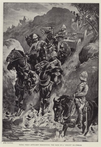 Artiglieria da campo di Natal che scende la riva di uno "Spruit" o torrente da John (after) Charlton