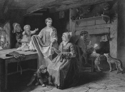Illustrazione per La Notte del Cottar di Robert Burns, Versi IV e V (incisione) da John (after) Faed
