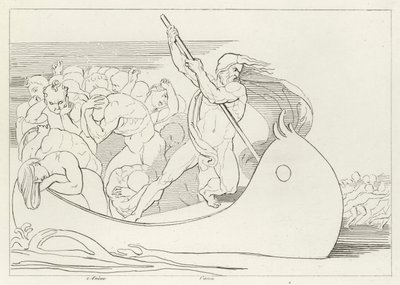 La barca di Caronte, Inferno, Canto 3 (incisione) da John (after) Flaxman
