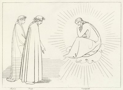 Dante che discute con Cacciaguida, Paradiso, Canto 17 (incisione) da John (after) Flaxman