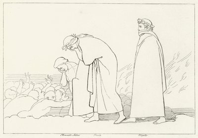 Dante discute con il suo precettore, Inferno, Canto 15 (incisione) da John (after) Flaxman