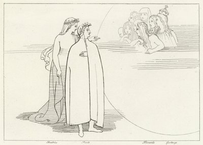 Abitanti della Luna, Paradiso, Canto 3 (incisione) da John (after) Flaxman