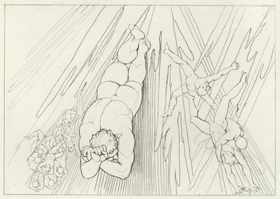Lucifero, Purgatorio, Canto 12 (incisione) da John (after) Flaxman