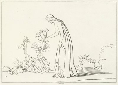 Matilda, Purgatorio, Canto 28 (incisione) da John (after) Flaxman
