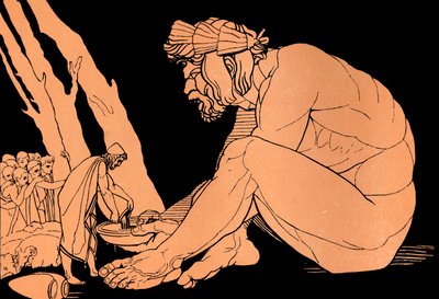 Odisseo dà del vino a Polifemo, Odissea (stampa) da John (after) Flaxman