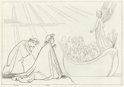 La Barca del Purgatorio, Purgatorio, Canto 2 (incisione) da John (after) Flaxman