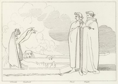Le sepolture infuocate, Inferno, Canto 10 da John (after) Flaxman