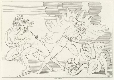 I serpenti infuocati, Inferno, Canto 24 (incisione) da John (after) Flaxman