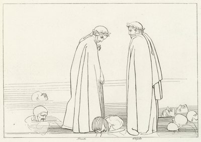 Il lago ghiacciato, Inferno, Canto 32 (incisione) da John (after) Flaxman