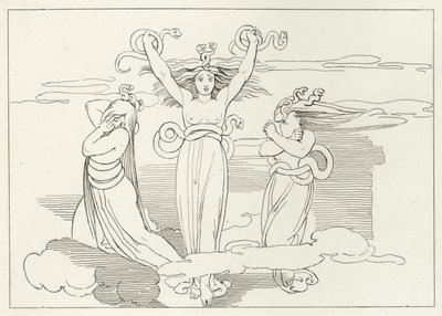 Le Furie, Inferno, Canto 9 (incisione) da John (after) Flaxman