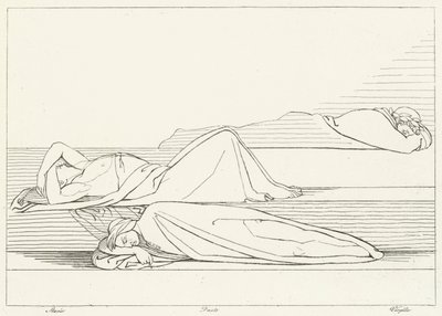 I Poeti che Riposano, Purgatorio, Canto 27 (incisione) da John (after) Flaxman
