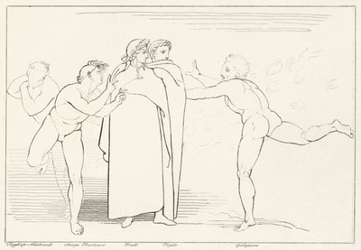 La pioggia di fuoco, Inferno, Canto 16 (incisione) da John (after) Flaxman
