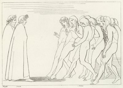 Il vestibolo del Purgatorio, Purgatorio, Canto 3 (incisione) da John (after) Flaxman