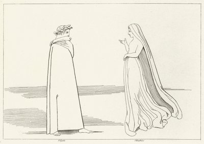 Virgilio e Beatrice si incontrano, Inferno, Canto 2 (incisione) da John (after) Flaxman