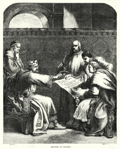 Re Giovanni rifiuta di firmare la Magna Carta a Oxford, nel 1215 da John (after) Gilbert