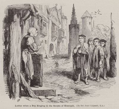 Martin Lutero da ragazzo che canta per le strade di Eisenach da John (after) Gilbert