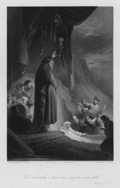 La Resurrezione di Lazzaro, Giovanni XI, 43 (incisione) da John (after) Gilbert