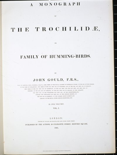 Frontespizio da John (after) Gould